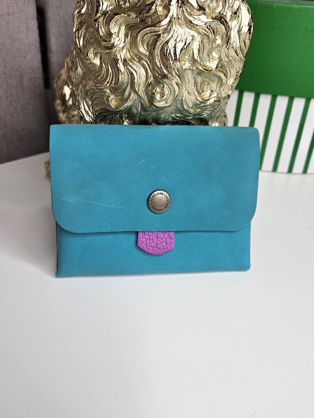 Portland Leather Goods Euro Wallet Aquamarine Blue
